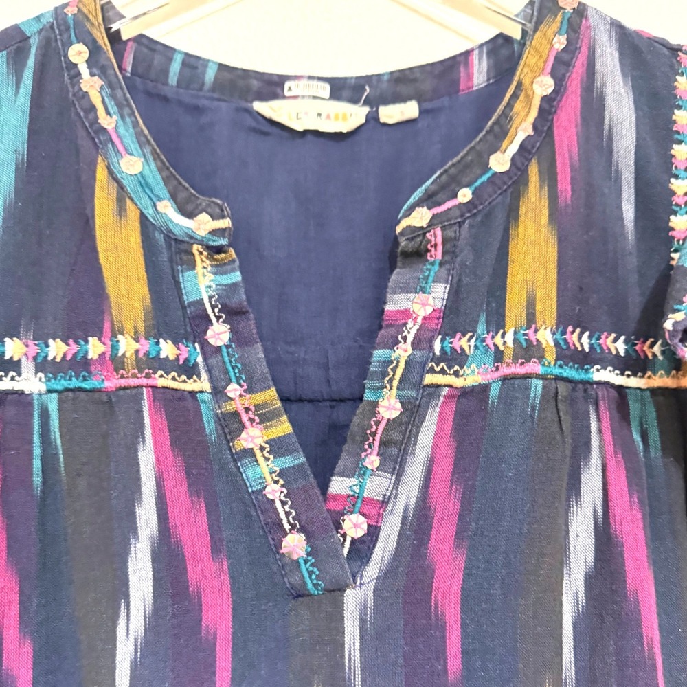 Roller Rabbit Navy Ikat Michi Tiered Mini Dress with Flutter Sleeves - Picture 4 of 5